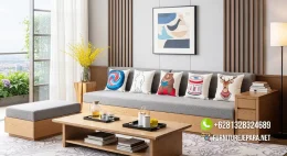 Kursi Tamu Sudut Sofa Jati Minimalis