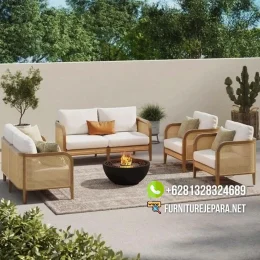 Kursi Tamu Rotan Kombinasi Kayu Jati Terbaru