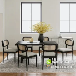 Meja Makan Jati Minimalis Kursi Rotan Terbaru