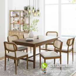 Set Meja Makan Kayu Jati Minimalis Terbaru