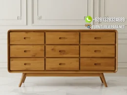 Bufet Jati Retro Minimalis 9 Laci Jepara