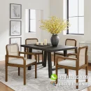 Meja Kursi Makan Sandaran Rotan Nordic Style