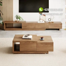 Meja TV Kayu Jati Furniture Minimalis