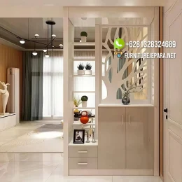 Sekat Ruang Tamu Partisi Lemari Rak Minimalis