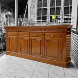 Bufet Kayu Jati Terbaru Jepara 4 Pintu dan Laci