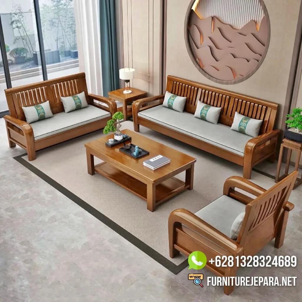 Kursi Tamu Mewah Jati Minimalis Bantal Lepas