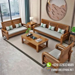Kursi Tamu Mewah Jati Minimalis Bantal Lepas