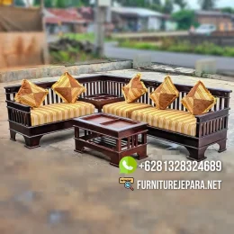 Jual Kursi Tamu Sudut Kayu Polos Tanpa Ukir Jepara