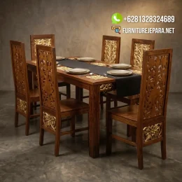 Dining Set Meja Makan Jati 6 Kursi