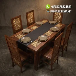 Meja Makan Jati 6 Kursi