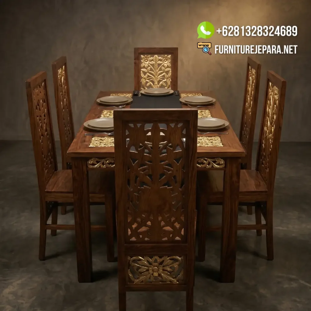 Dining Set 6 Kursi Meja Makan Minimalis Jepara Furniture Harga Net