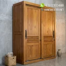 Lemari Pakaian Jati Pintu Geser Minimalis Terbaru